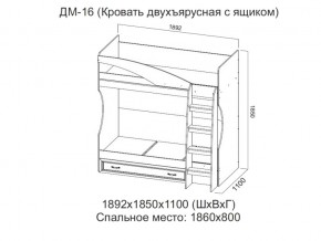 ДМ-16 Кровать двухъярусная с ящиком в Бакале - bakal.magazin-mebel74.ru | фото