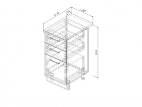 Н3Я 40 Модуль нижний Без Столешницы 3 ящика МН3Я 40 в Бакале - bakal.magazin-mebel74.ru | фото