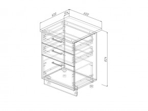 Н3Я 60 Модуль нижний Без Столешницы 3 ящика МН3Я 60 в Бакале - bakal.magazin-mebel74.ru | фото